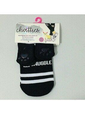 Chatties Pet & Owner Matching Socks Black SLEEP EAT SNUGGLE Small Pups